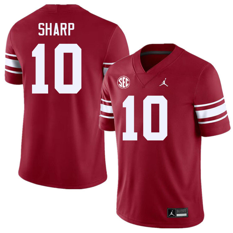 #10 Bauer Sharp Oklahoma Sooners 2024 SEC Conference College Football Jerseys-Throwback